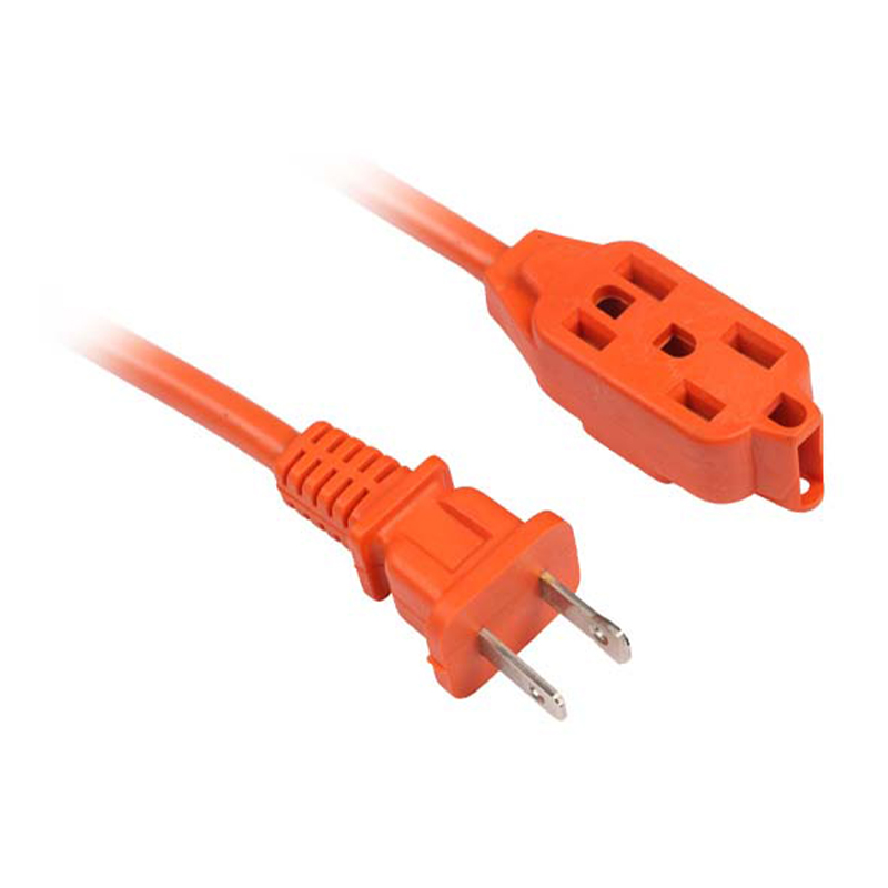 Den ljusa orangea utomhusförlängningssladdar med flera uttag med 2-stifts US-kontakt FP-670, FP-671